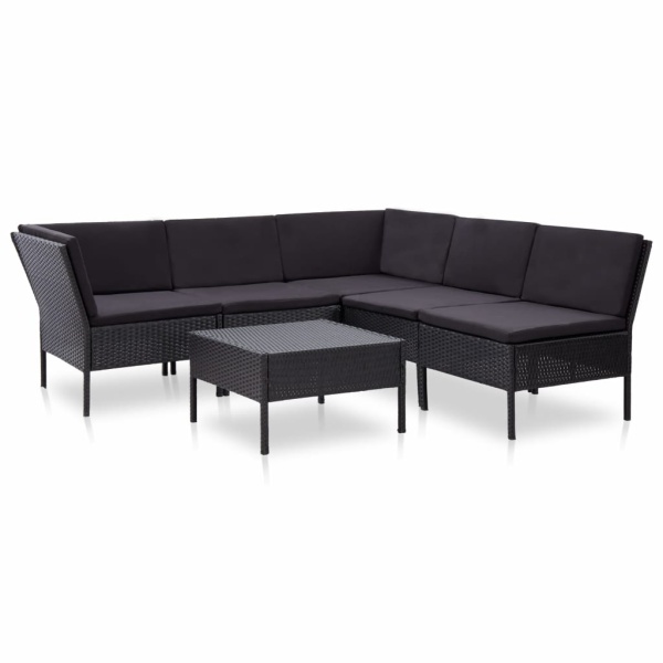 Set Mobilier De Grădină Cu Perne 6 Piese Negru Poliratan 48949